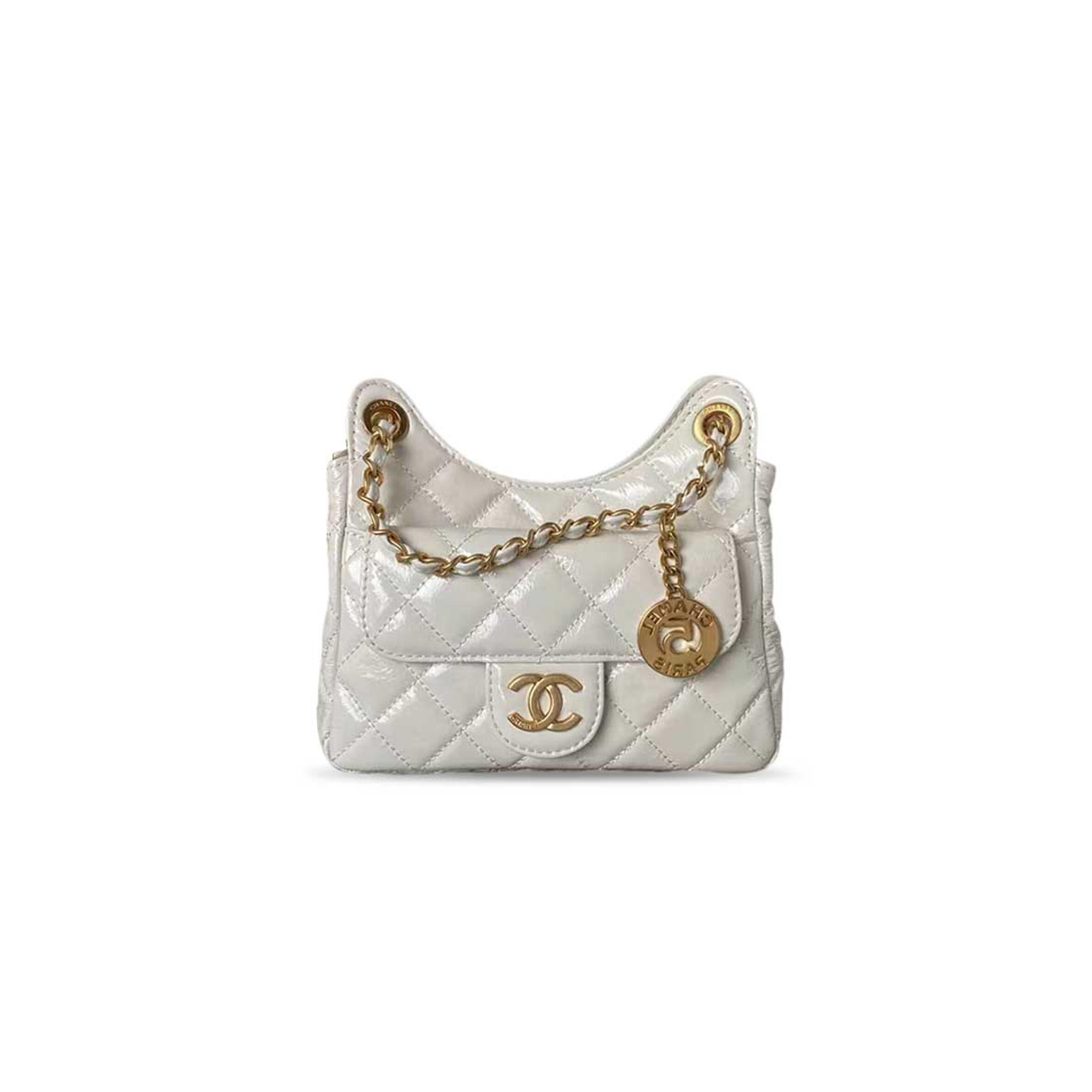 CHANEL MASTER CRUMPLED CALFSKIN HOBO BAG SMALL AGED GOLD HARDWARE AS4323 (19*17*6cm)